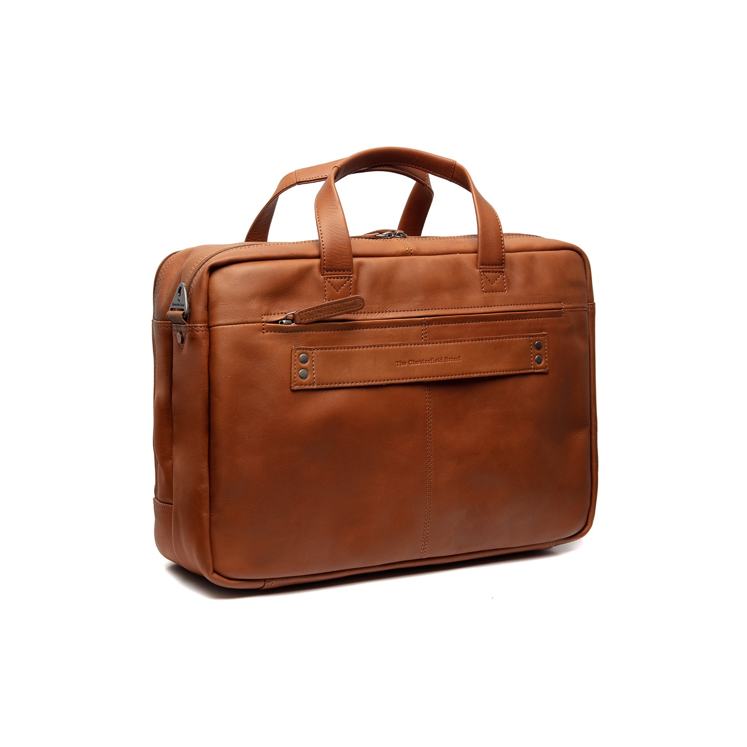 Geanta de laptop din piele naturala maro coniac, The Chesterfield Brand, Ryan 17 inch