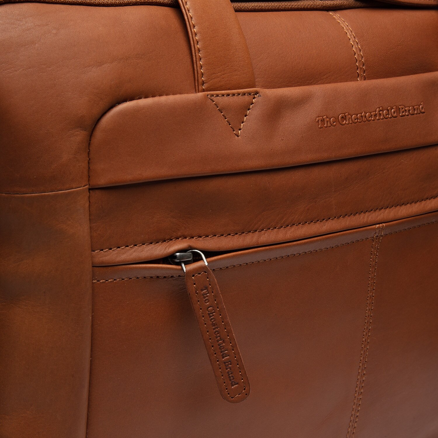 Geanta de laptop din piele naturala maro coniac, The Chesterfield Brand, Ryan 17 inch