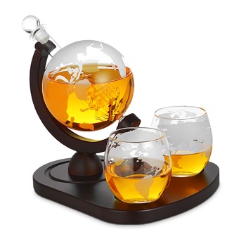 Set cadou decantor Glob Pamantesc cu doua pahare Deluxe Mindblower Set cadou decantor Glob Pamantesc cu doua pahare Deluxe Mindblower