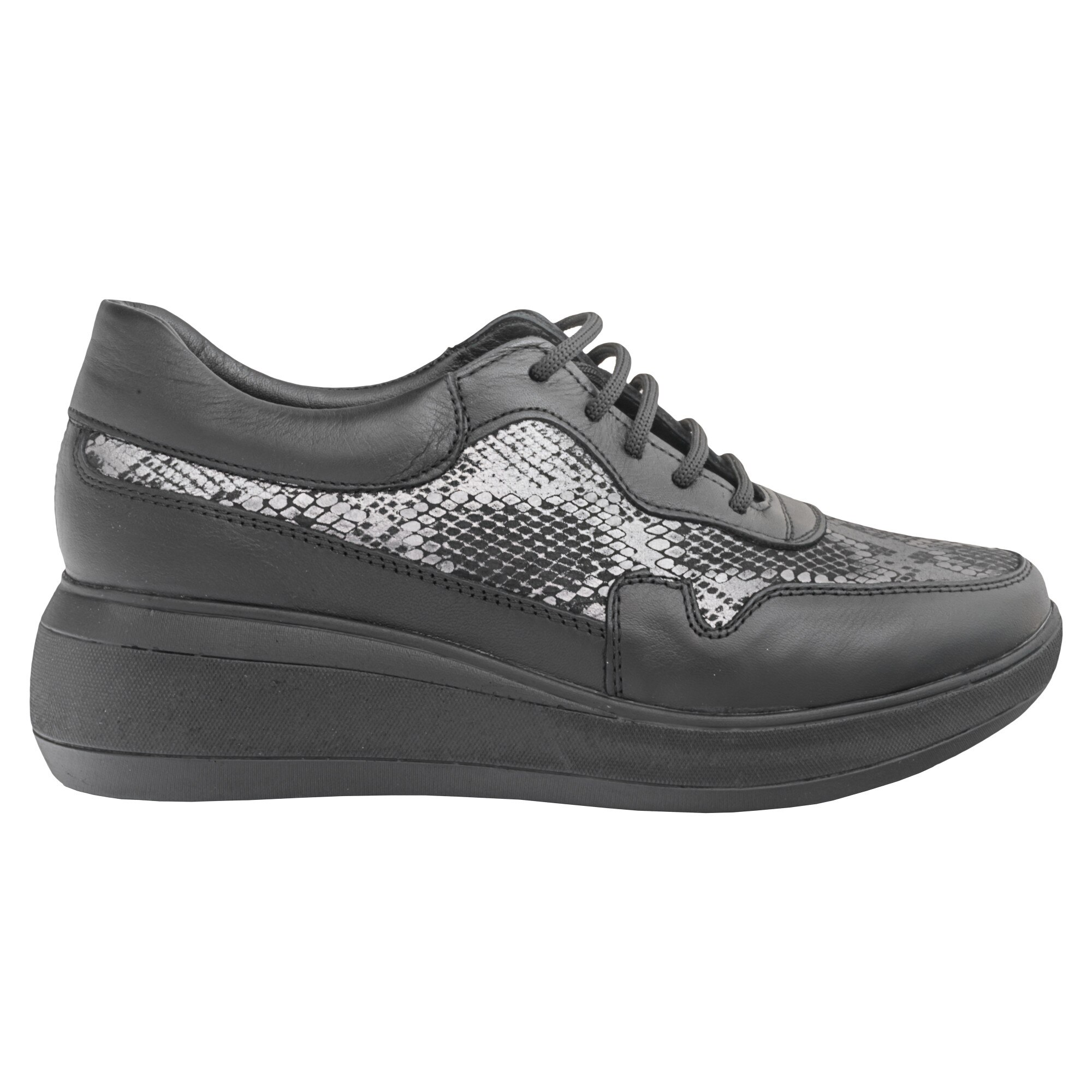 Pantofi dama Caspian 3003, Negru/Argintiu
