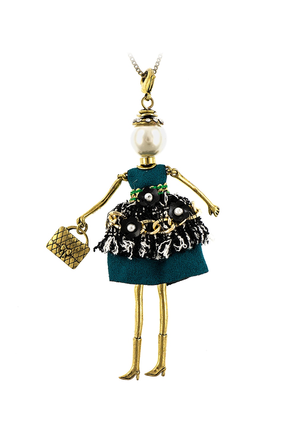 Roxannes - Bambole Milanesi, Colier tip lant cu pandantiv papusa, Bleumarin