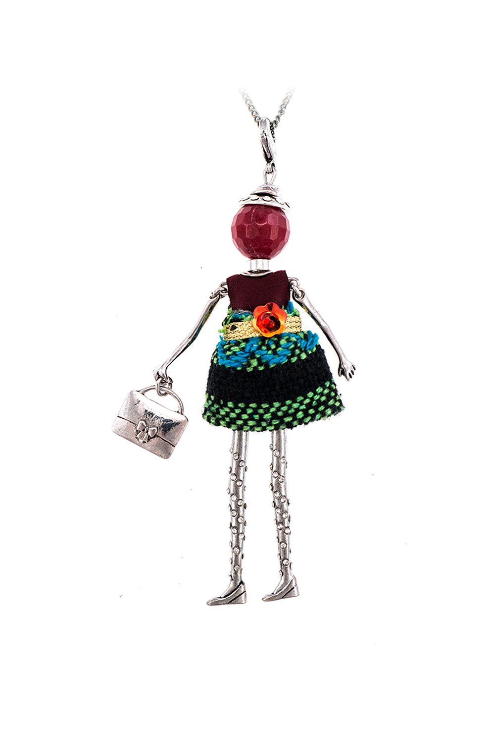 Roxannes - Bambole Milanesi, Colier cu pandantiv in forma de papusa, Multicolora