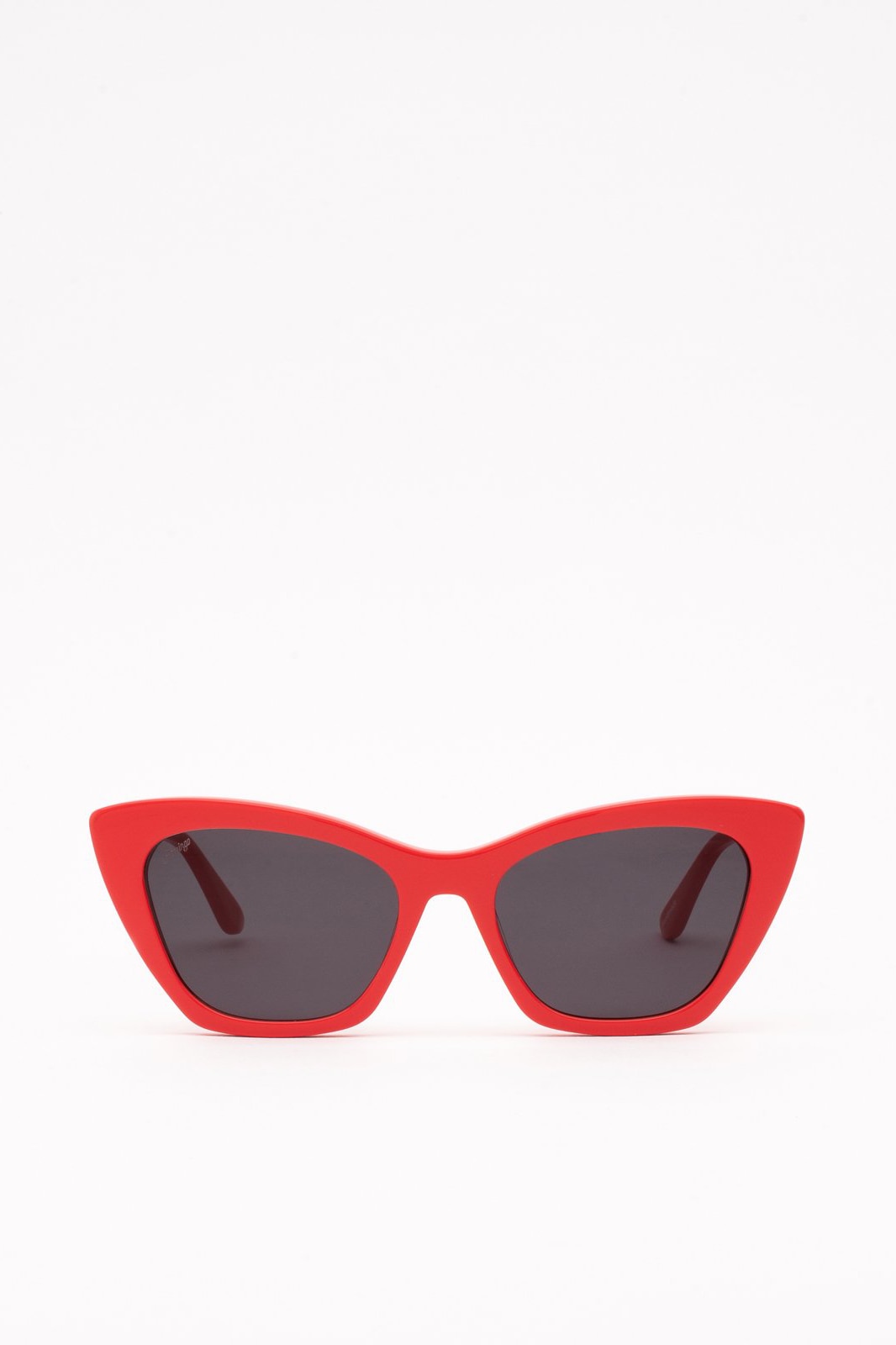 Ochelari de soare dama, Flamingo, Pomona Taste, Cat-eye, Rosu, Culoare uniforma, Acetat