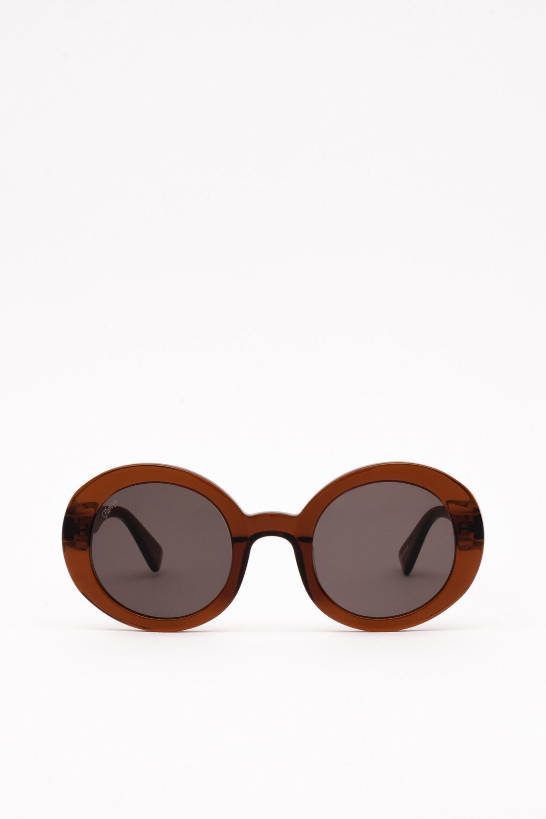 Ochelari de soare dama, Flamingo, Ramona Danish, Rotund, Maro, Culoare uniforma, Acetat