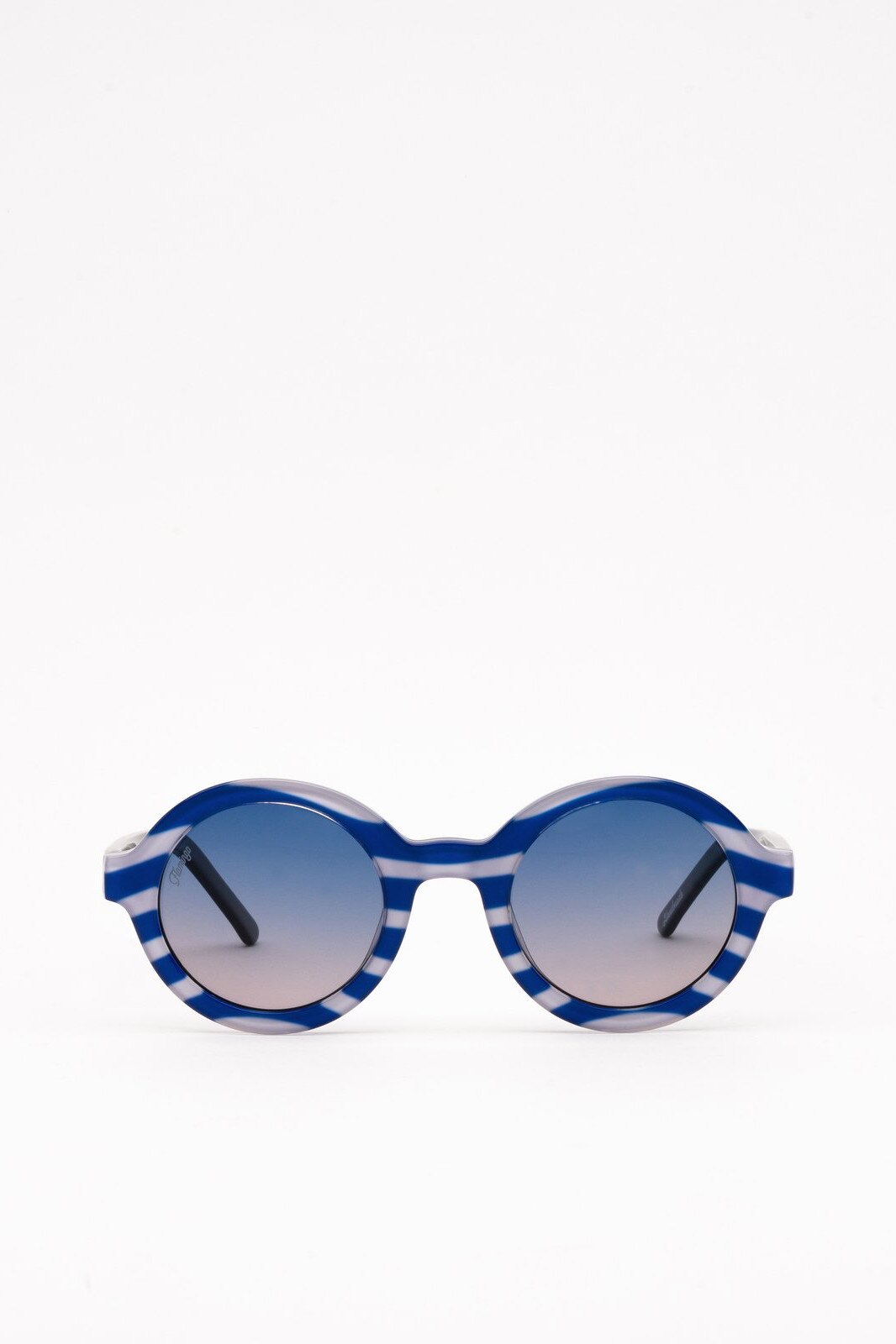 Ochelari de soare unisex, Flamingo, Venice Atlantic, Rotund, Albastru/Alb, Degrade, Acetat