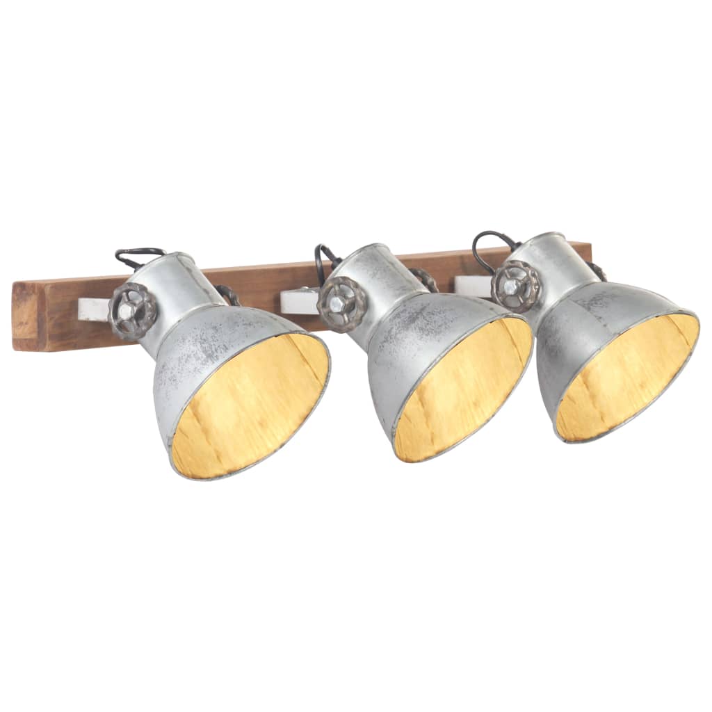 Lampa de perete, vidaXL, Fier, E27, 25 W, 65 x 25 cm, Argintiu/Maro