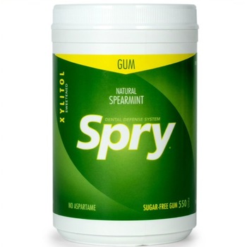 Guma de mestecat cu xylitol, Spry de la Xlear, fara zahar, 100% ingrediente naturale, aroma menta creata (spearmint), borcan 550 bucati Guma de mestecat cu xylitol, Spry de la Xlear, fara zahar, 100% ingrediente naturale, aroma menta creata (spearmint), borcan 550 bucati