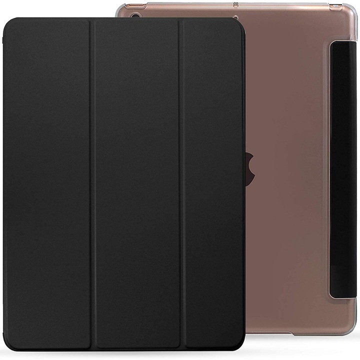 Husa KHOMO pentru iPad 7 2019, 10.2 inch, Dual See Through, Negru/Gri