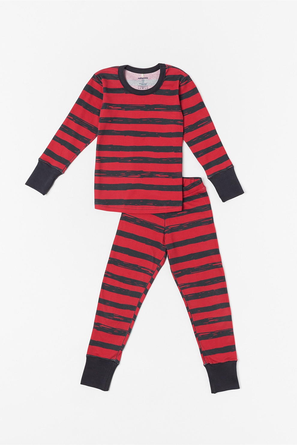 Sofiaman, Pijama de bumbac organic Funky, Rosu inchis/Negru