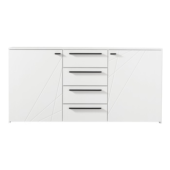 Comoda dormitor iMK®, PAL melaminat, 4 sertare, alb mat si folie lucioasa alba, 163 x 80.5 x 40 cm Comoda dormitor iMK®, PAL melaminat, 4 sertare, alb mat si folie lucioasa alba, 163 x 80.5 x 40 cm