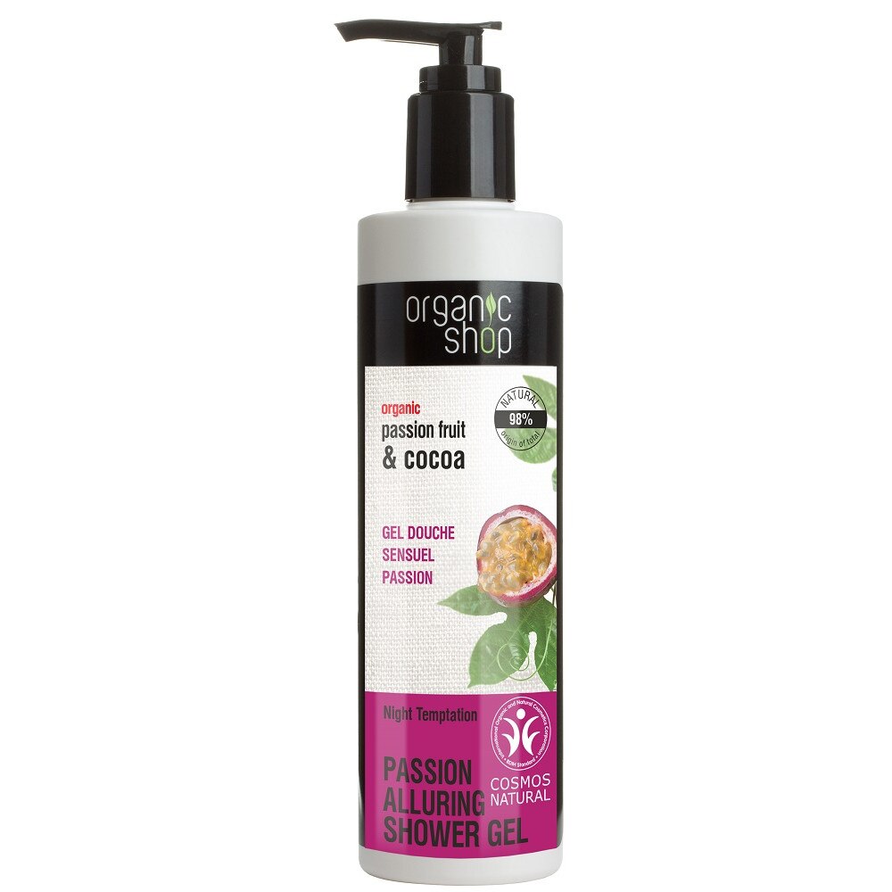 Gel de dus bio cu fructul pasiunii si cacao Night Temptation 280 ml Organic Shop