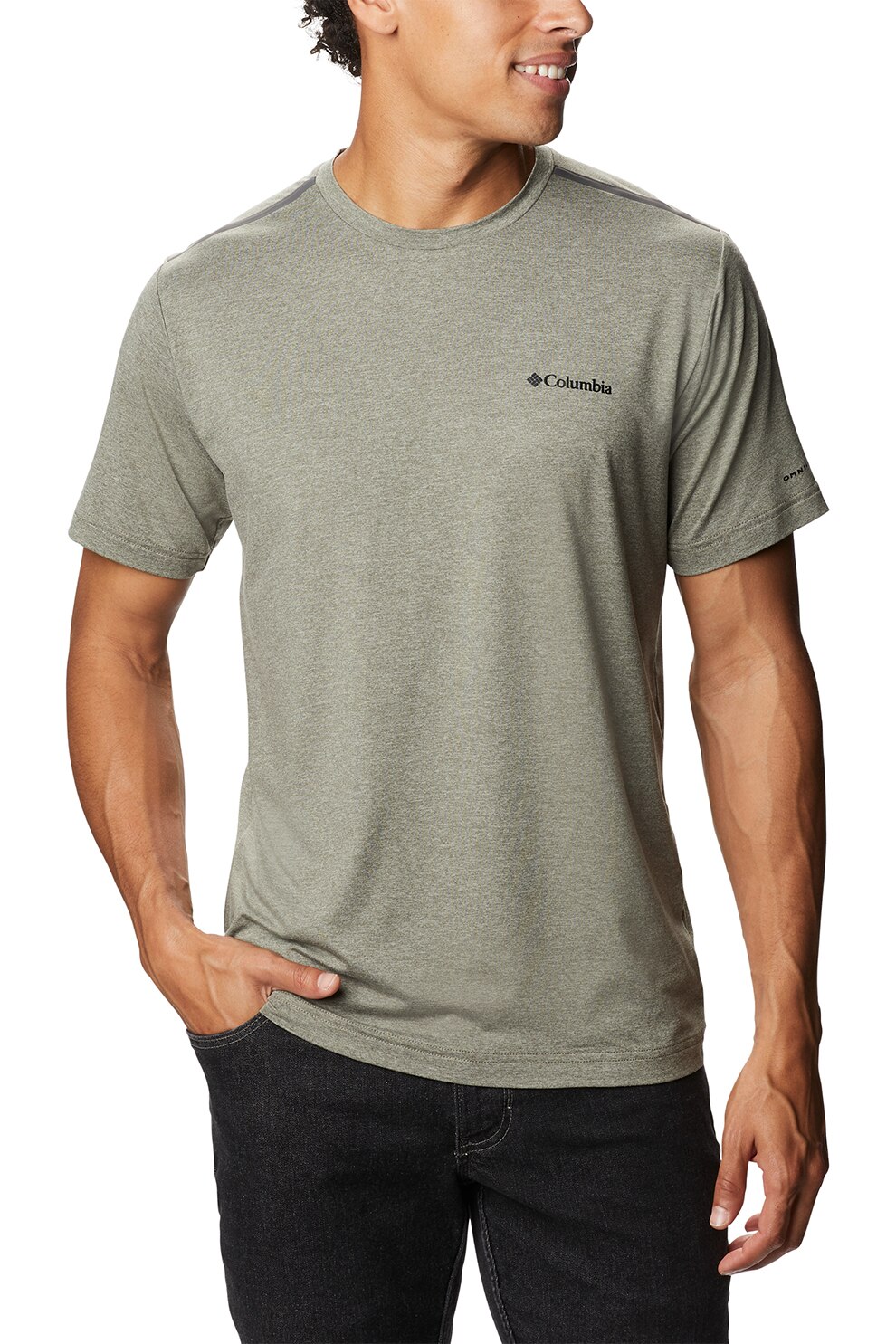 Columbia, Tricou cu decolteu la baza gatului pentru drumetii Tech Trail, Maro deschis melange