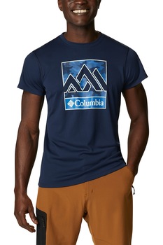 Columbia, Tricou cu imprimeu logo pentru drumetii Zero Rules™, Bleumarin/Alb