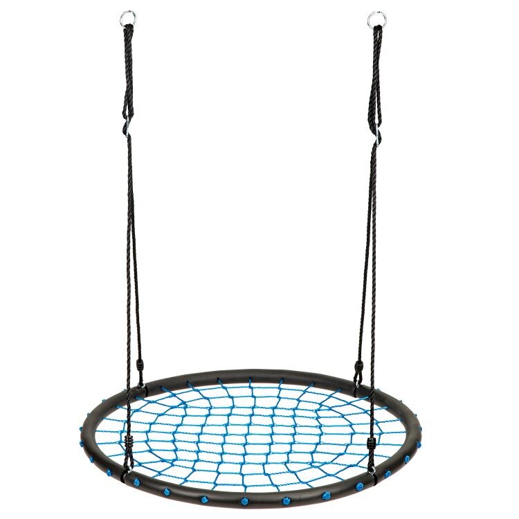 Leagan tip cuib, cu cadru metalic, albastru, model panza paianjen, diametru 100 cm