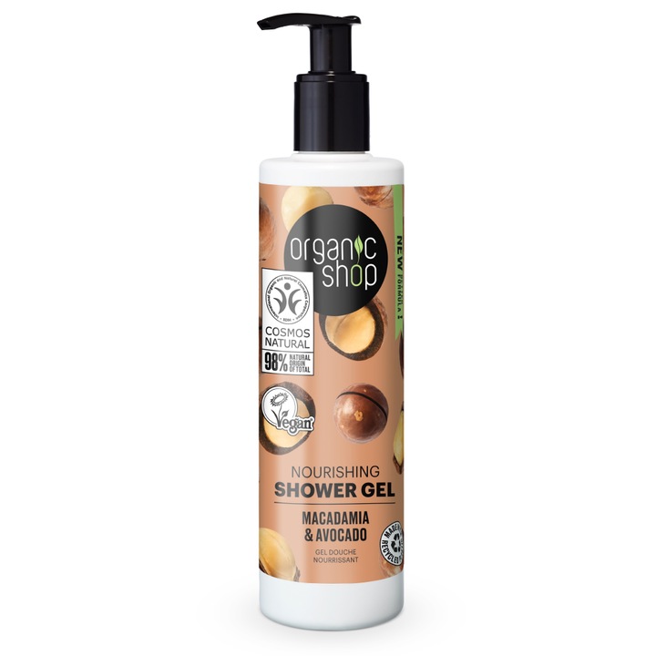 Gel de dus bio cu macadamia si avocado Kenyan Macadamia 280 ml Organic Shop