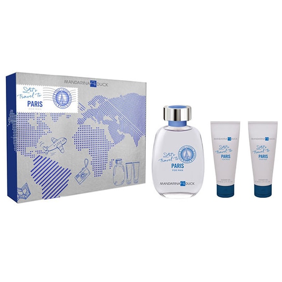 Set Mandarina Duck, let's travel to Paris, Barbati: Apa de Toaleta, 100 ml + Gel de dus, 2x 50 ml