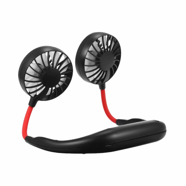 Ventilator portabil cu mini USB, 3 nivele, Negru/Rosu