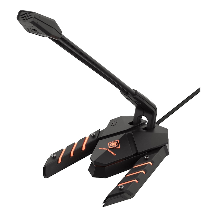 Микрофон за игри, Deltaco Gaming, За бюро, RGB LED, Черен