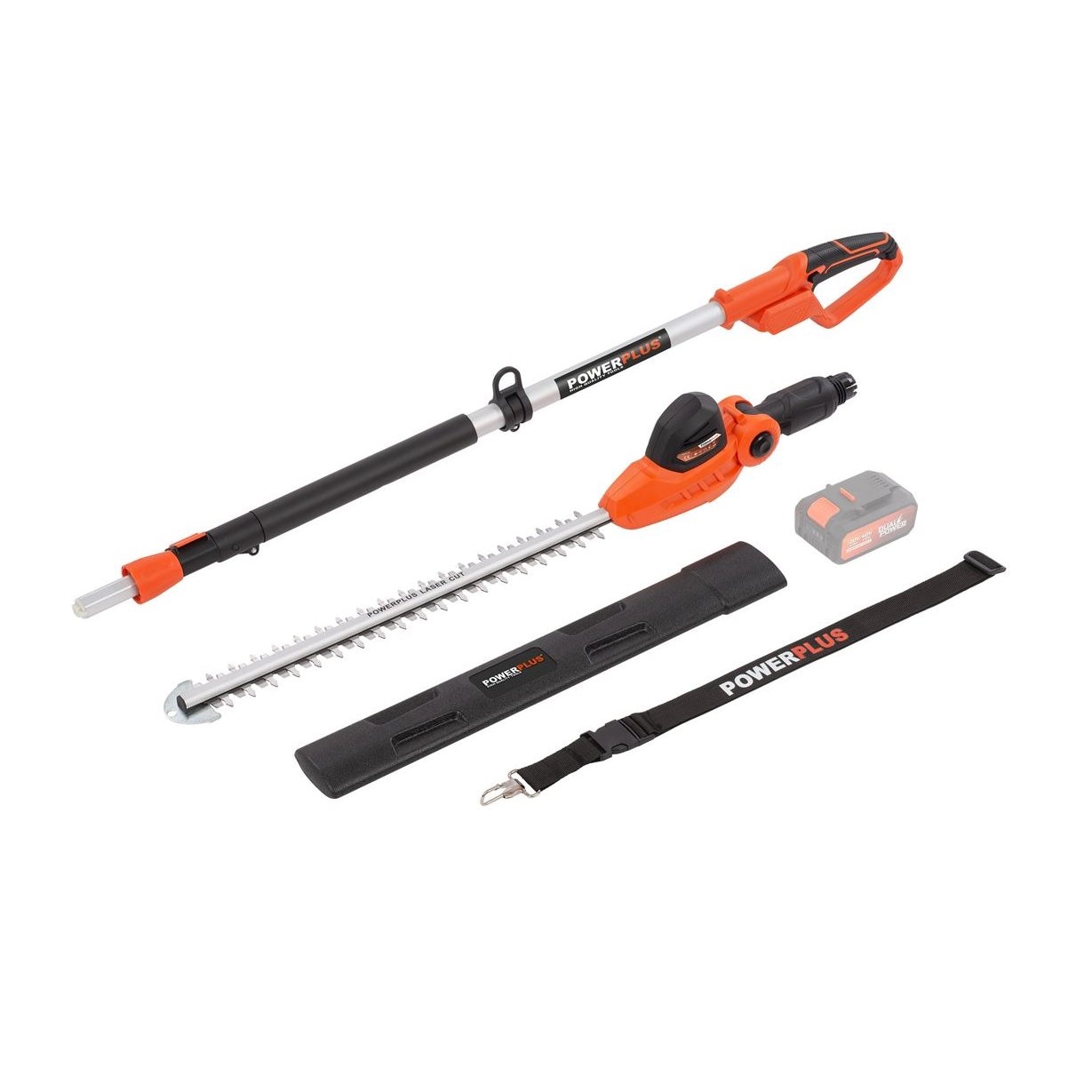 Trimmer, foarfeca telescopica pe acumulator Powerplus POWDPG75380, lama 600mm, lungime 2.1-2.8m, nu contine acumulator si incarcator