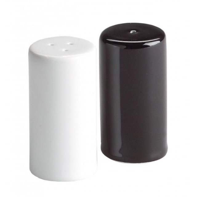 Set sare si piper din portelan alb/negru, ø3xH6cm