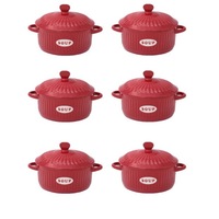 set format din 6 boluri de servit din ceramica cu manere si capac pentru supa de culoare rosie 600 ml ama imagen 8_0_
0