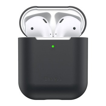 Husa Baseus Ultra Thin pentru Apple AirPods, Gen 1 & Gen 2, silicon, 0.8 mm, Negru Husa Baseus Ultra Thin pentru Apple AirPods, Gen 1 & Gen 2, silicon, 0.8 mm, Negru