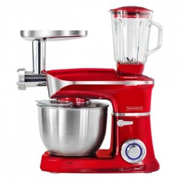 Robot de bucatarie 3in1 Royalty Line RL-PMK19007BG, 1300 W, 6.5 Litri, Blender, Mixer Planetar, Masina de tocat, Rosu Robot de bucatarie 3in1 Royalty Line RL-PMK19007BG, 1300 W, 6.5 Litri, Blender, Mixer Planetar, Masina de tocat, Rosu