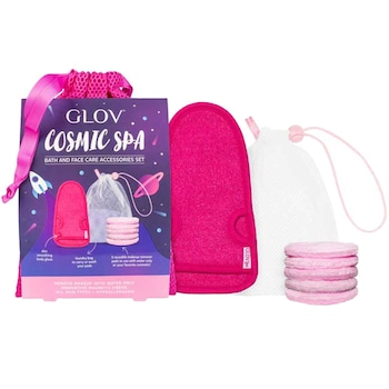 Set Glov Cosmic Space, Dischete demachiante textile Glov Moon 5 bucati, saculet pentru depozitare, Manusa pentru masaj Skin Smoothing Roz Set Glov Cosmic Space, Dischete demachiante textile Glov Moon 5 bucati, saculet pentru depozitare, Manusa pentru masaj Skin Smoothing Roz