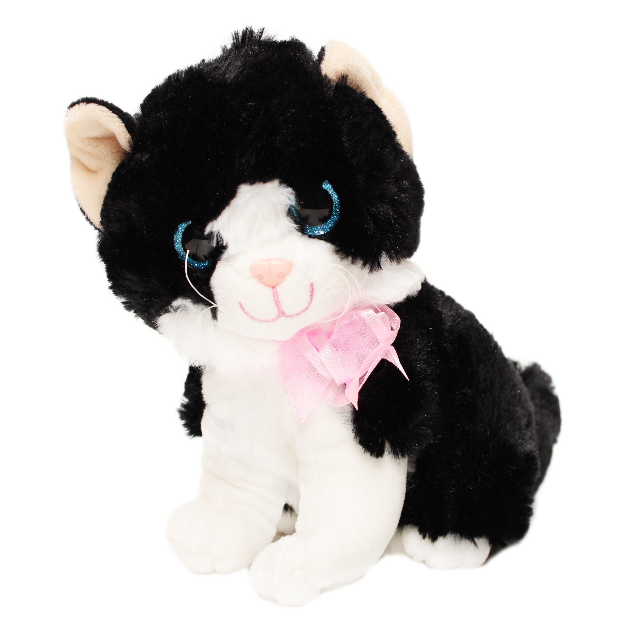 Jucarie de plus, pisicuta, alb-negru, Recostore, 15x28 cm, REC1010