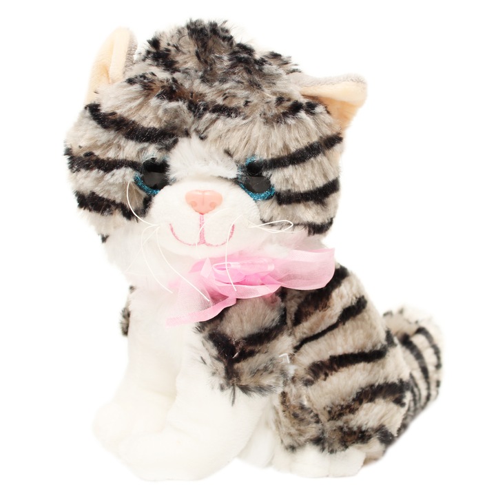 Jucarie de plus, pisicuta, gri, Recostore, 15x28 cm, REC1009