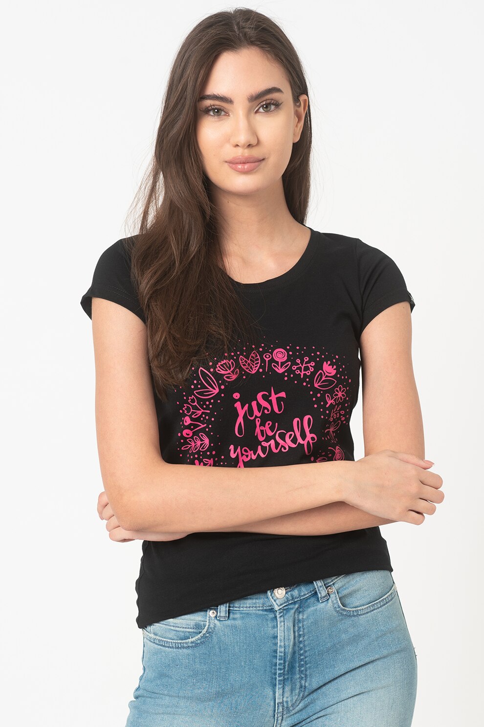 NORTHFINDER, Tricou cu model grafic si text pentru fitness Kyndal, Negru