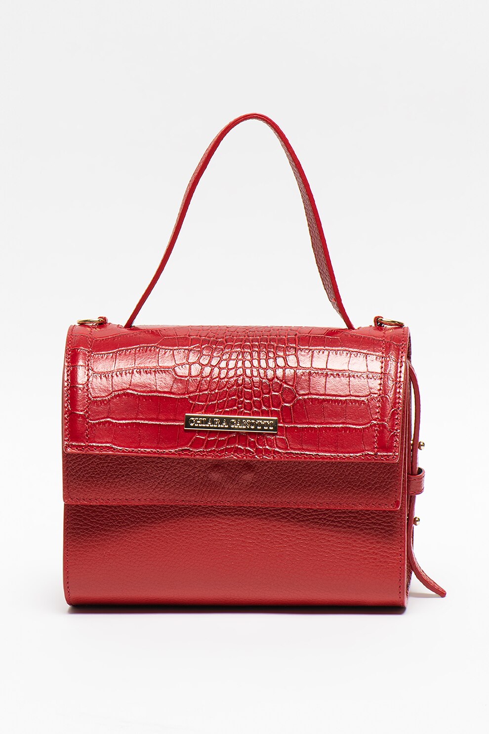 Chiara Canotti, Geanta crossbody de piele cu clapa, Rosu