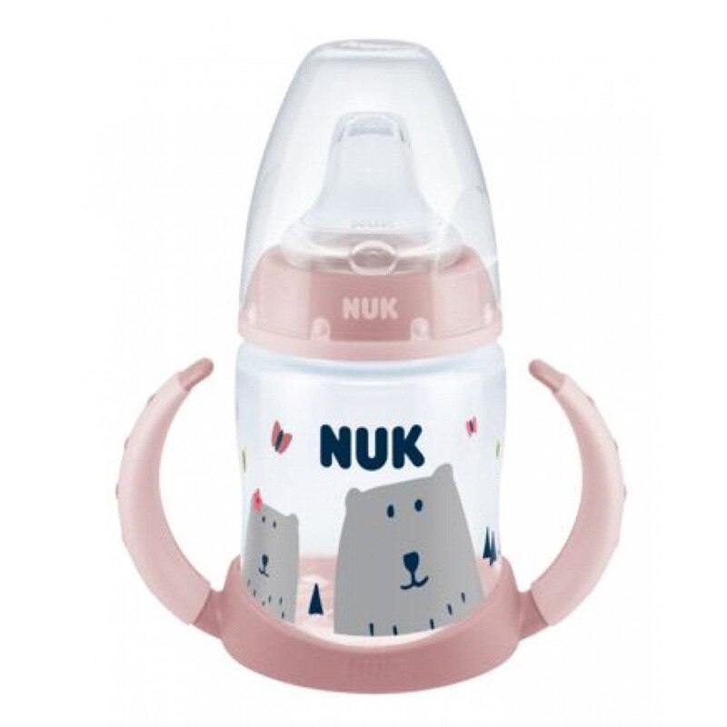 Biberon cu cioc si manere 150 ml Nuk First Choice 215304, Roz 6-18 luni