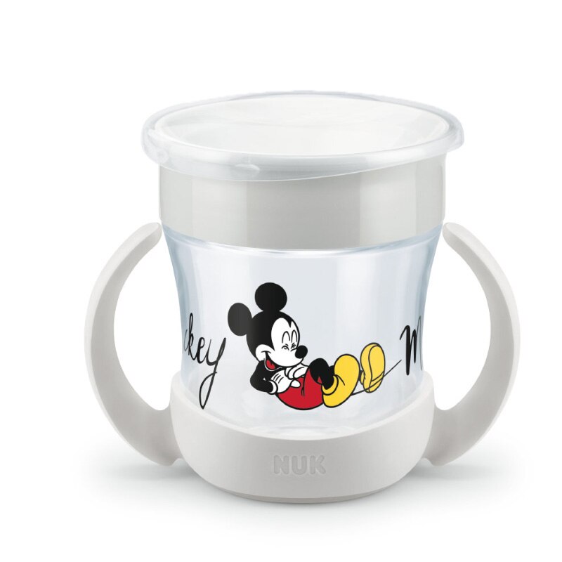 Biberon cu manere si sistem anti curgere 360 grade 160 ml Nuk Mini Magic Cup 255560, Gri 6+ luni