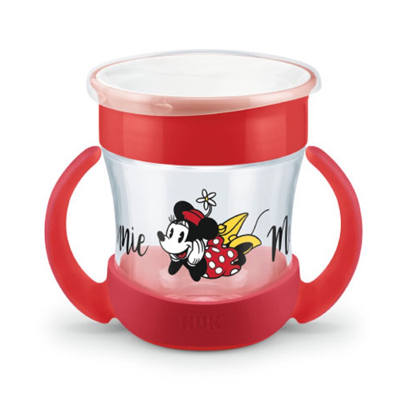 Biberon cu manere si sistem anti curgere 360 grade 160 ml Nuk Mini Magic Cup 255561, Rosu 6+ luni