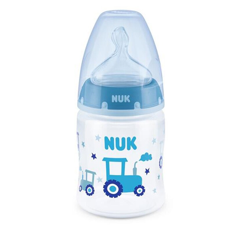 Biberon cu tetina din silicon 150 ml 0-6 luni Nuk First Choice 743875A1, Albastru