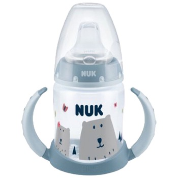 Biberon cu cioc si manere 150 ml Nuk First Choice 215304A, Albastru 6-18 luni Biberon cu cioc si manere 150 ml Nuk First Choice 215304A, Albastru 6-18 luni