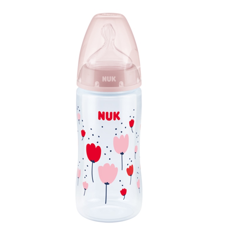 Biberon cu tetina din silicon 300 ml Nuk First Choice 74192, Roz 0-6 luni
