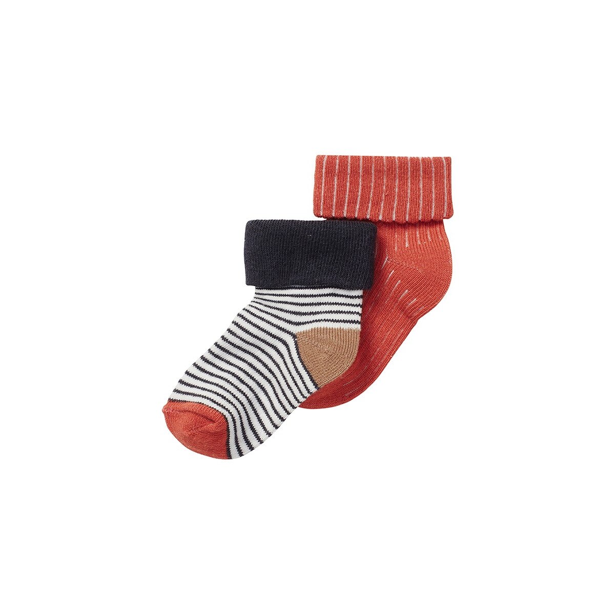 Set 2 perechi sosete bebe, NOPPIES , cu dungi, Muhlau, multicolor, bumbac organic, 50-62 cm