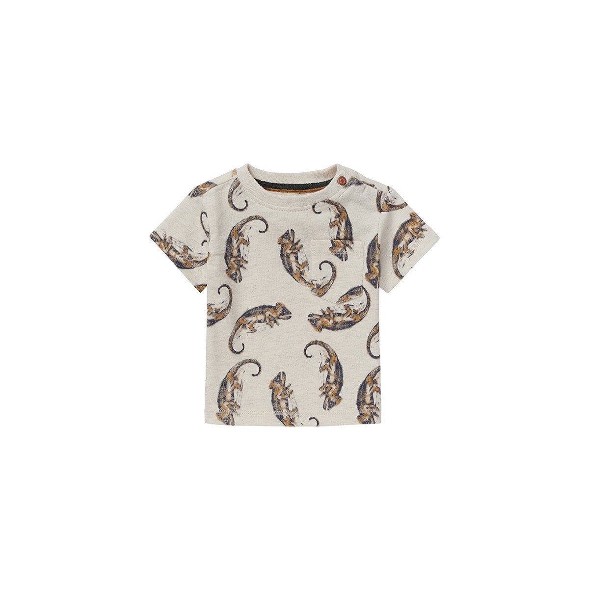 Tricou baieti, NOPPIES, Tyenna, imprimeu animale, bej, bumbac organic
