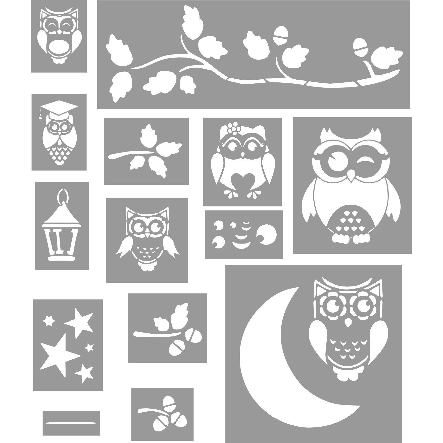Set 14 Sabloane Peisaj Bufnite, diferite dimensiuni