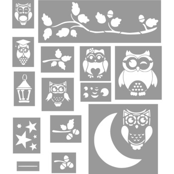 Set 14 Sabloane Peisaj Bufnite, diferite dimensiuni Set 14 Sabloane Peisaj Bufnite, diferite dimensiuni