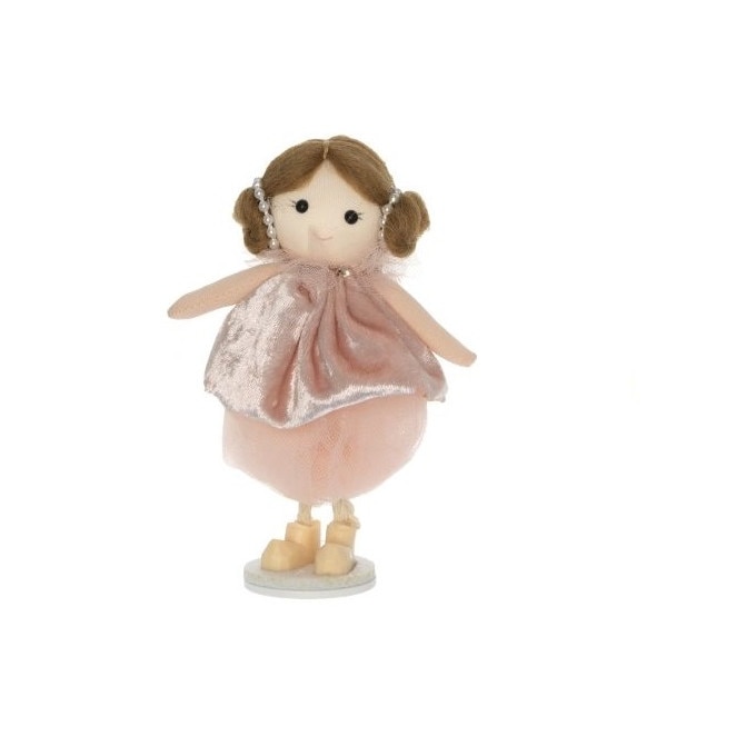 Figurina textil fetita, roz, 13x3.5 cm