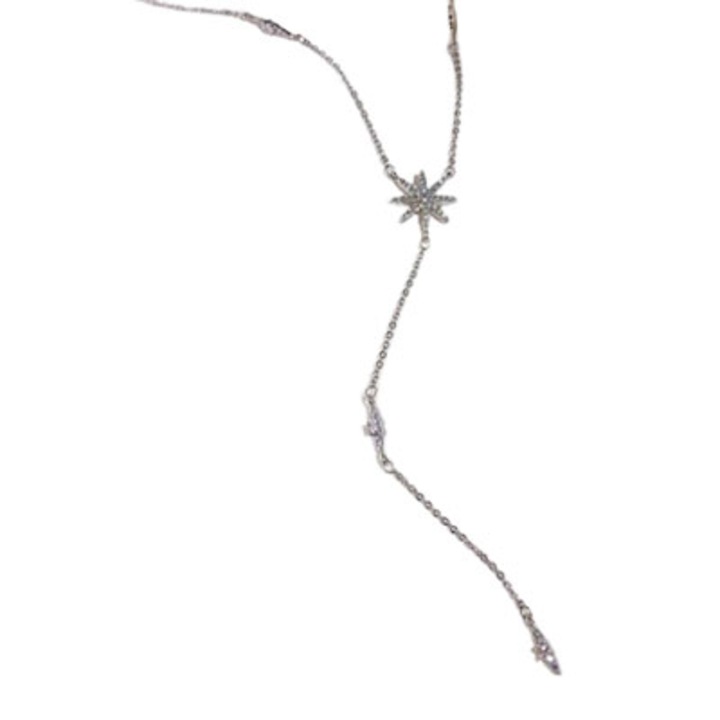 Colier One Star cu pietre Zirconiu AAA, lungime totala 54 cm