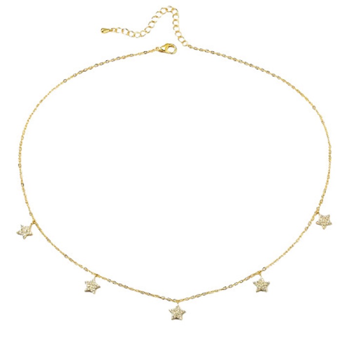 Colier Shining Stars Gold din pietre Zirconiu AAA si lungime 46 cm