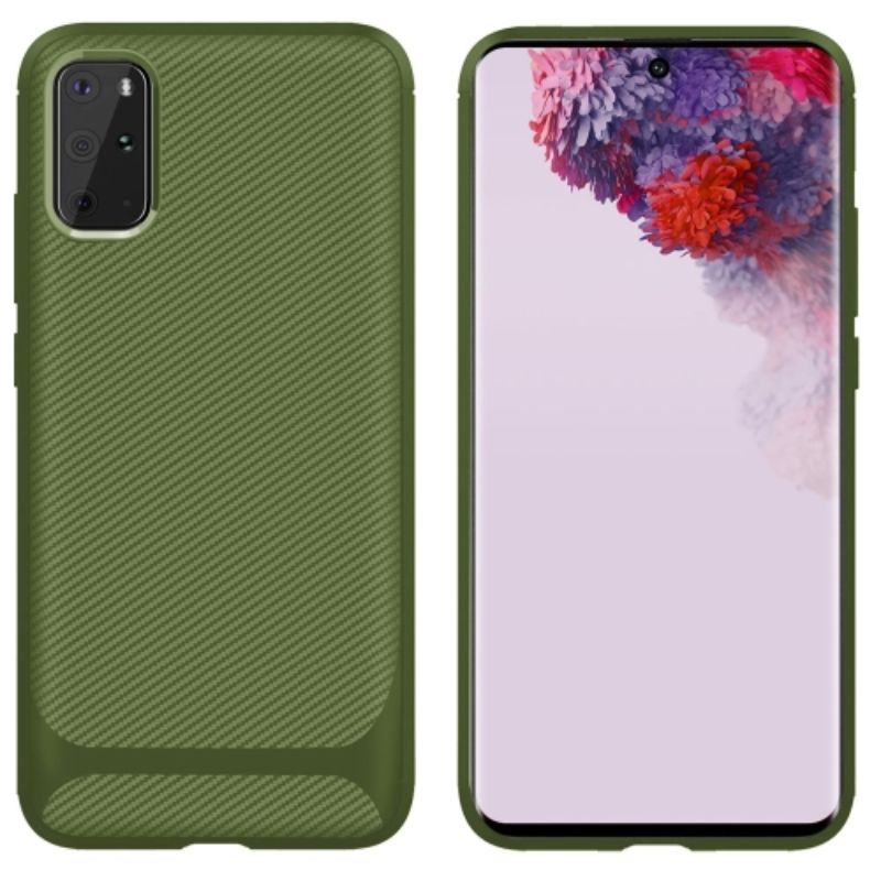 Husa Enkay Carbon Fiber compatibila cu Samsung Galaxy S20 Plus, Green