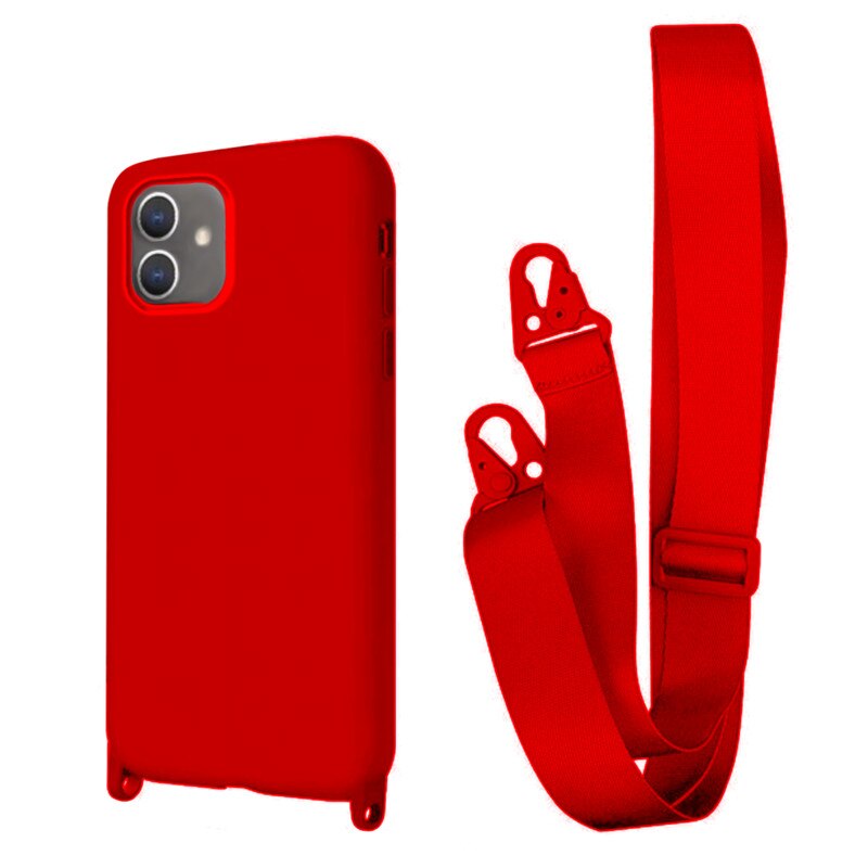 Husa din silicon cu snur textil pentru iPhone 12 Mini, Red