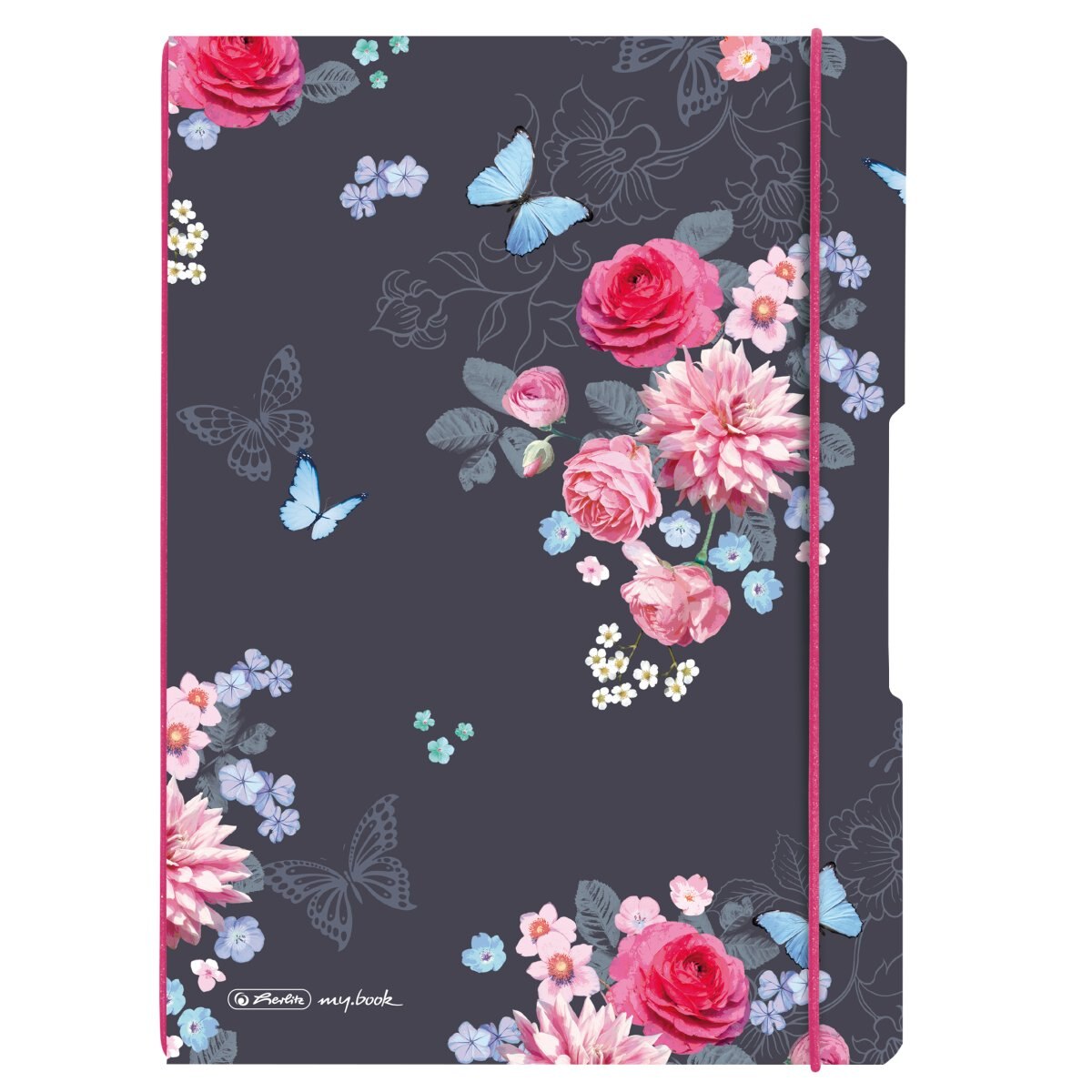 Caiet Herlitz MyBook Flex, A4, 2x40 file, dictando+dictando, coperta PP Ladylike Flowers