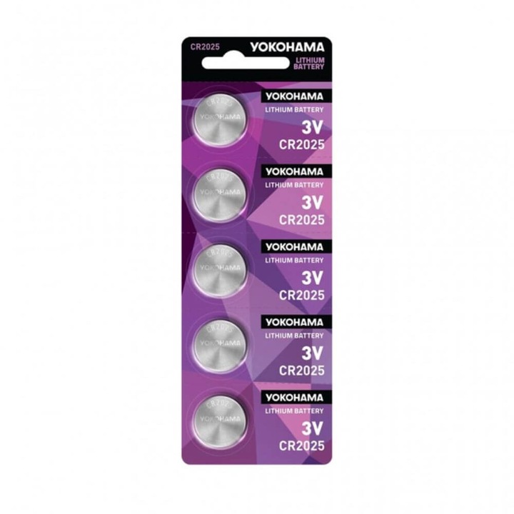Yokohama Lithium 5 db CR2025, 3 V Elem, Bliszter Csomagolás