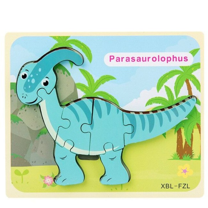 Fából készült puzzle Parasaurolophus dinoszaurusz 7 nagy darab